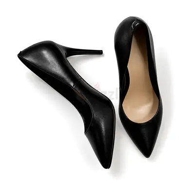 Classic Black Leather Pointed Toe High Heels - Size 39