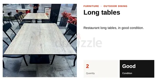 Set of 2 Long Outdoor Dining Tables - Good Condition