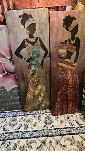 Set of 3 African Style Wooden Wall Panels — Decorative Wall Art