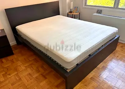 Ikea king size bed with mattress and storage drawers