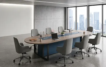 Trending Color Half-Round Edge Conference Table | 6–10 Person