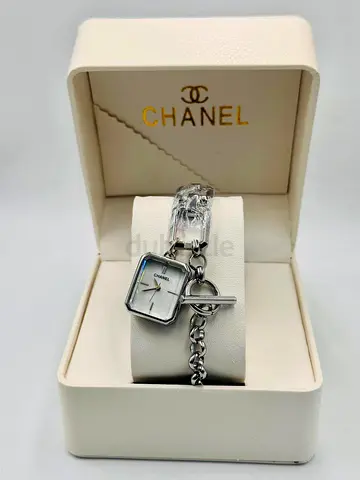 Chanel-Style Square Dial Chain Watch – Silver Tone