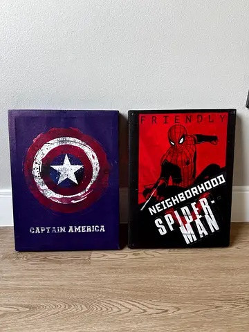 Set of 2 Marvel Canvas Wall Art – Spider-Man & Captain America