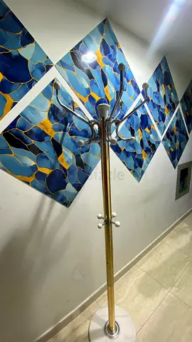 Standing Coat Rack with Marble Base and Brass Finish