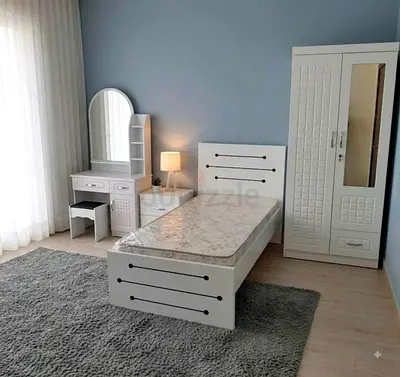 White Single Bed with Wardrobe,  and Mattress - Complete Bedroom Set