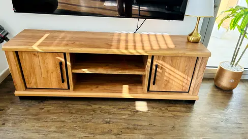 Solid Wood TV Unit / Entertainment Cabinet - Natural Finish