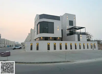 🏡 Modern Corner Villa (Two-Street Access) for Sale in Al Helio – Ajman | 3 Floors + Elevator + Swi