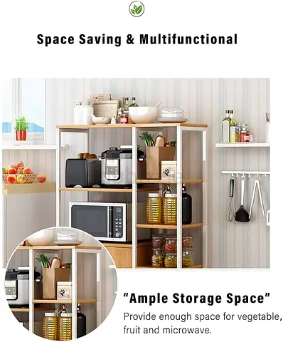 4-Tier Microwave Oven Stand, Save Space Organizer Shelf with Storage Cabinet