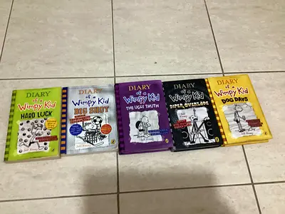 Diary of a Wimpy Kid book set (5 paperback books) - Hard Luck, Big Shot, The Ugly Truth, Dog Days