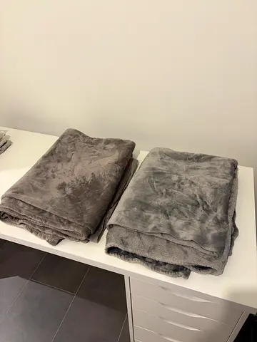 Two Grey Plush Throw Blankets - Soft, Lightweight