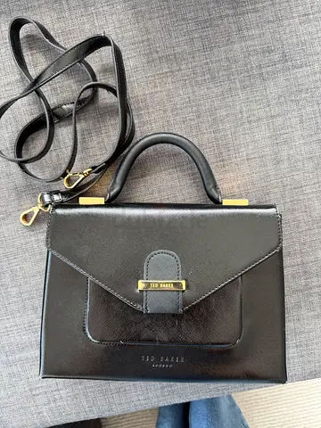 Ted Baker Black structured top-handle crossbody bag with shoulder strap