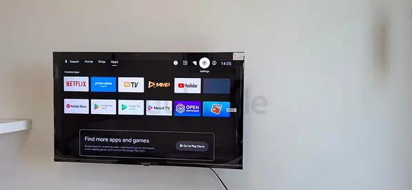 42-50 inch Smart LED TV mounted with remote and cables (working)