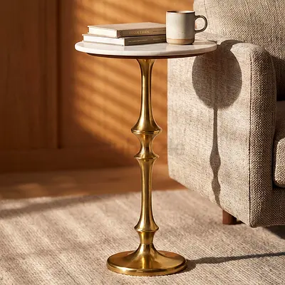 New Cavon Lauren Genuine Marble Top Side Table