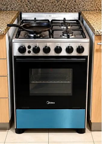 Midea 4-Burner Gas Cooker with 55L Oven — Good Working Condition