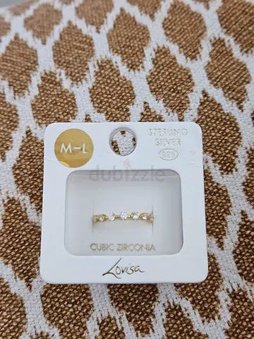 Gold-tone CZ ring (size M-L) - new in card sterling silver