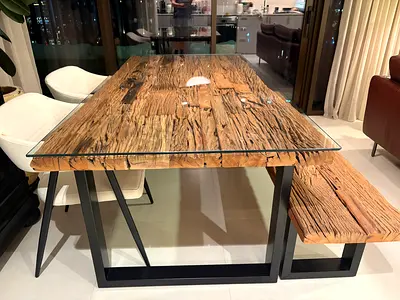 HOMEKODE 180cm x 90cm wooden dining table and bench