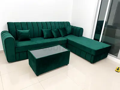 Green color brand new L shape sofa we are selling