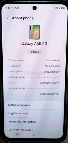 Samsung Galaxy A56 256 gb, Awesome olive 5G SM-A566B - Dual SIM, very Good Condition