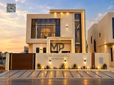 Elegant Villa for Sale in Al Helio 2 – Ajman. A villa featuring a sophisticated modern design, comp