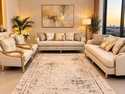Danube Home Luxury Cream & Gold Sofa Set – Excellent Condition