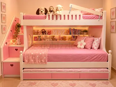 Wooden girls triple bunk bed from pottery barn in excellent condition