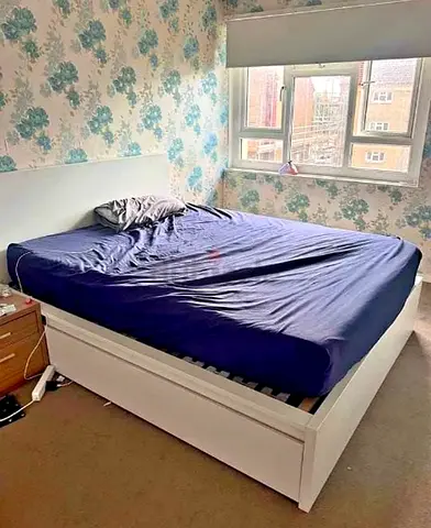 Ikea Queen size bed with mattress and storage drawers