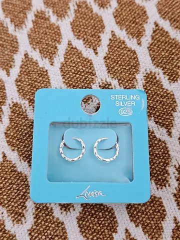 Sterling silver small hoop earrings - new on card