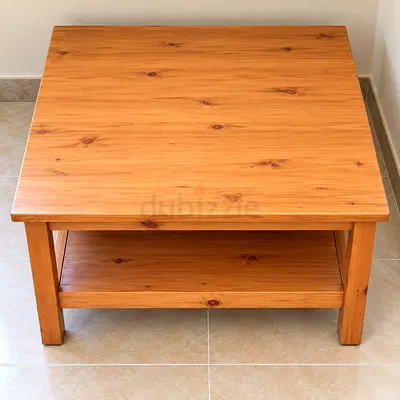 Solid Wood Coffee Table with Lower Shelf - Good Condition
