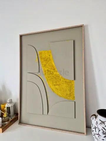 Contemporary Minimalist Wall Art with Gold Leaf Accent
