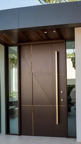 Modern oversized metal entrance door with long handle (single leaf)