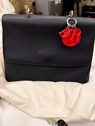 Christian Dior Black structured handbag with red charm (Be Dior)