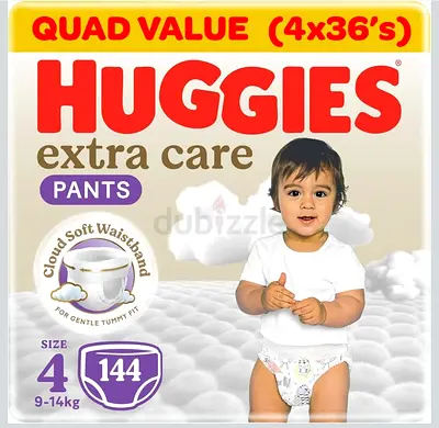 Huggies Extra Care Pants Size 4 - Pack of 144 (9-14kg) - Unopened