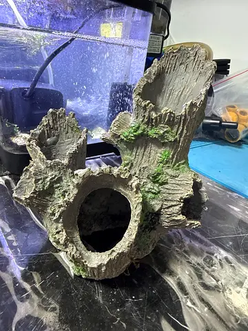 Artificial hollow log aquarium decoration - used