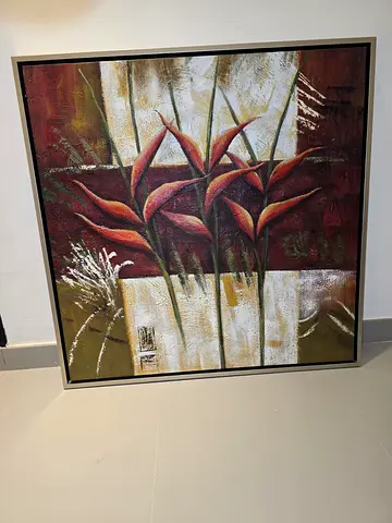 Large Original Hand-Painted Oil Painting on Canvas – Framed Floral Art