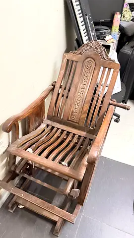 Solid Wood from Pakistan Antique-Style Reclining Rocking Chair