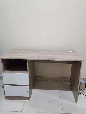 Used wooden study desk with drawers - light oak finish
