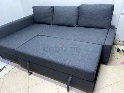 Grey L-shaped Sofa Bed with Storage - Converts to Double Bed