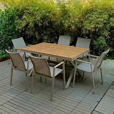 Beautiful Outdoor 6-Seater Aluminium Dining Table with Chairs set