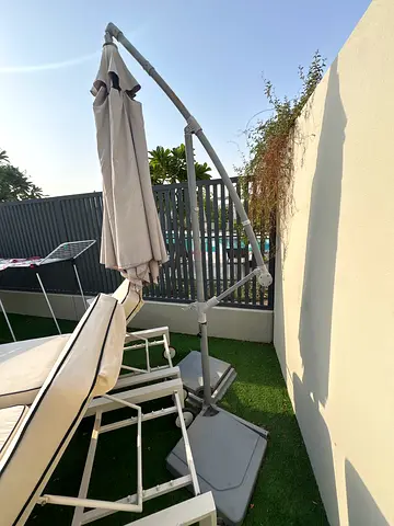 Givs away, Beige cantilever outdoor patio umbrella, no base