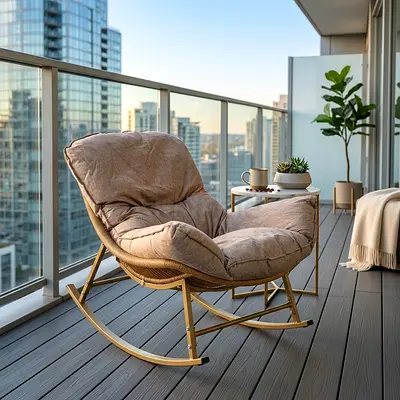 Stunning Comfortable padded Rocking Lounge Chair with metal frame for Outdoor and Indoor use