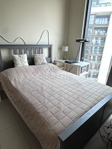 Queen size bed frame with mattress and bedside table - good condition 200х140