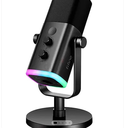 Fifine USB RGB Desktop Condenser Microphone on Stand