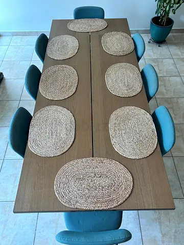 Large Oak-Style Dining Table 240×95cm + 8 Chairs