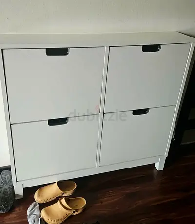 White 4-Compartment Shoe Cabinet / Hallway Storage