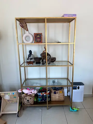 Gold metal open shelving unit - 5-tier display bookcase