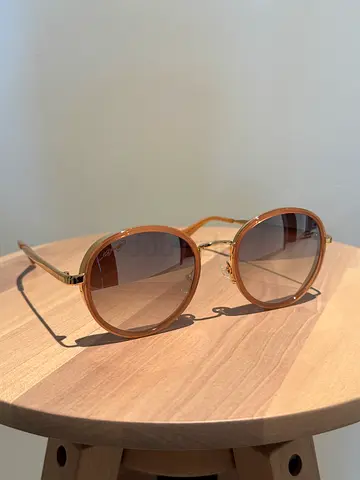 Light Brown Round Frame Sunglasses - Good Condition