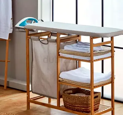 Iron board with laundry bag