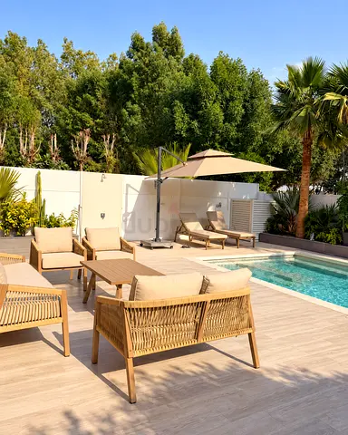 Sofa set aluminium beige rope style outdoor furniture garden furniture
