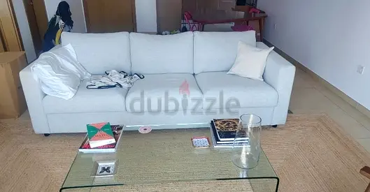3-Seater Light Grey Fabric Sofa in Good Condition vimle