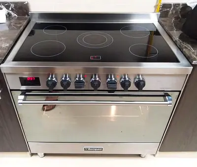 Bompani Italian Touch Screen Timer 5 Hobs Full Electric Ceramic Cooker Range Size 90 cm